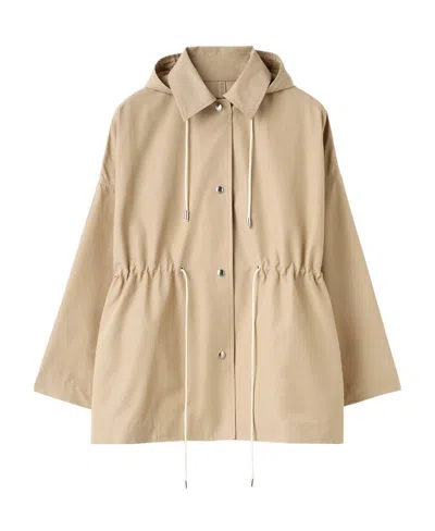 Totême Drawstring-waist Hooded Jacket In Nude