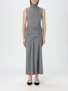 Totême Toteme Twist Detail Sleeveless Merino Wool & Silk Turtleneck Sweater Dress In Grau