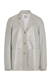 Totême Easy Croco-leather Jacket In Grey