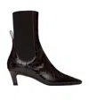 Totême Toteme Women The Mid Heel Boot Leather Boots With Croco Effect In Brown