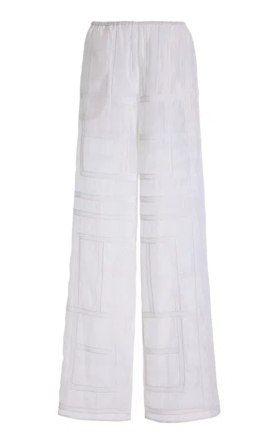 Totême Embroidered Cotton-silk Wide-leg Pants