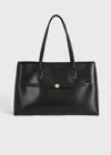 Totême Embroidered Leather Lounge Tote Black