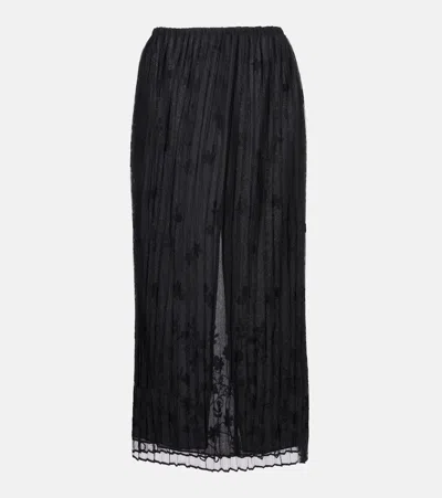 Totême Flower Embroidered Tulle Long Skirt In Black