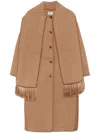 Totême Toteme Embroidered Scarf Wool Blend Coat In Brown