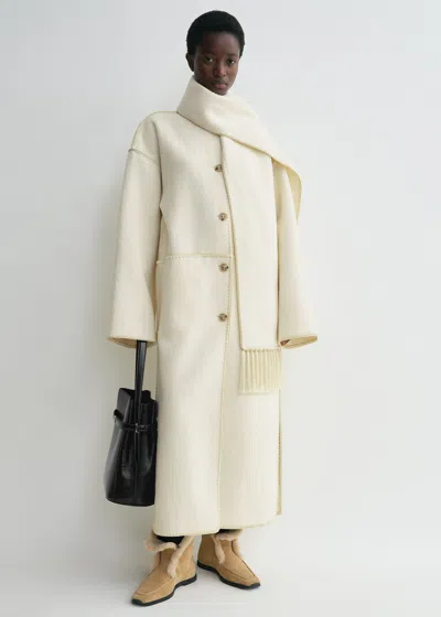 Totême Embroidered Scarf Coat Off White In Neutral
