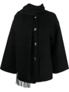Totême Dropped-shoulder Fringed-edge Scarf Jacket In Black