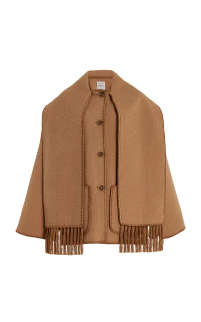 Totême Embroidered Scarf Wool Blend Jacket In Brown