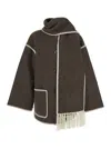 Totême Womens Chocolate Melange Embroidered-trim Scarf Wool-blend Jacket In Brown
