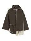 Totême Womens Chocolate Melange Embroidered-trim Scarf Wool-blend Jacket In Brown