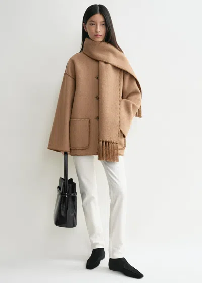 TOTÊME EMBROIDERED SCARF JACKET CAMEL