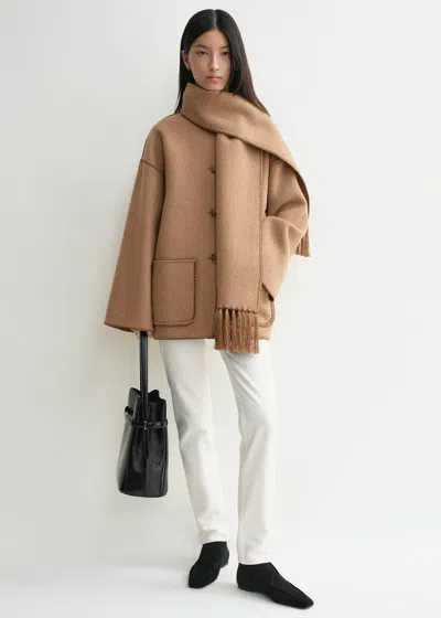 TOTÊME EMBROIDERED SCARF JACKET CAMEL