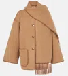 Totême Toteme Chain Stitch Wool Blend Scarf Jacket In Brown
