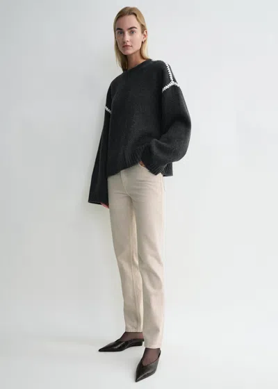 Totême Toteme Sweater With Contrast Embroideries In Grey