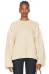 Totême Oversized Embroidered Wool And Cashmere-blend Sweater In Harvest