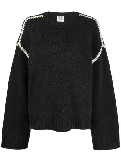 TOTÊME EMBROIDERED WOOL JUMPER