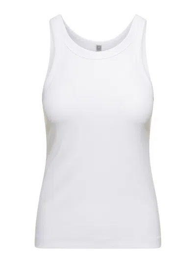 Totême 'espera' U Neck Rib Tank Top In Stretch Cotton Woman Toteme In White