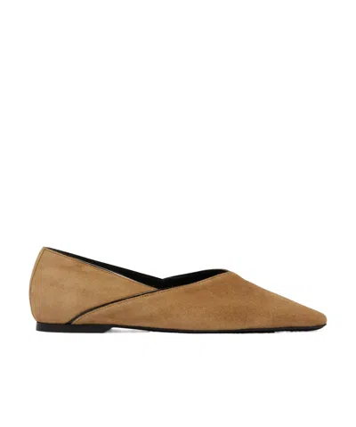 Totême The Everyday Flat Ballet Flats In Beige Suede In Animal Print