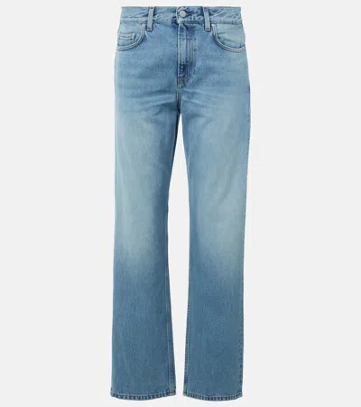 Totême Faded Low-rise Straight Jeans In Blue
