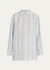 TOTÊME FADED MADRAS CHECK BUTTON DOWN LINEN SHIRT
