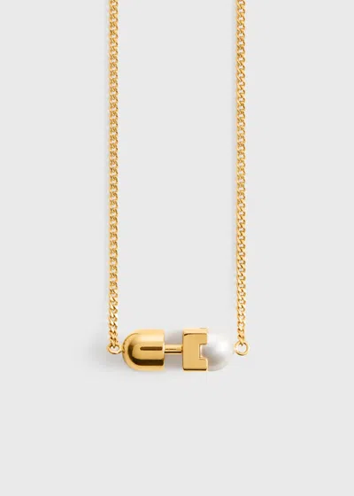Totême Faux Pearl Necklace White In Gold
