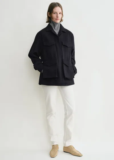 Totême Single Breasted Midi Peacoat In Midnight
