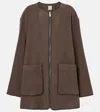 Totême Women's Oak Melange Wool Felt Jacket With Zip Loose Fit In Braun