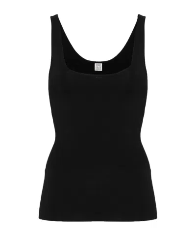 Totême Rib Knit Cotton Tank Top In Black