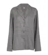 Totême Toteme Monogram Embroidered Flannel Pajama Top In Grey