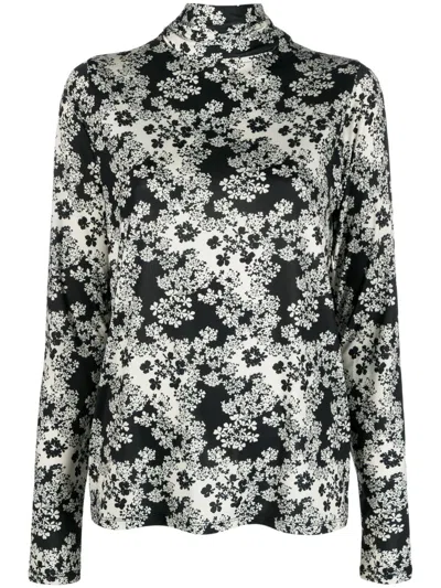 Totême Bluse Mit Blumenmuster In Black
