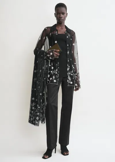 TOTÊME FLORAL TULLE SHIRT BLACK/WHITE