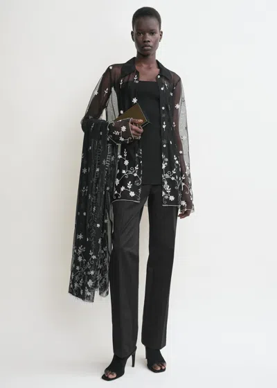 Totême Floral Tulle Shirt Black/white