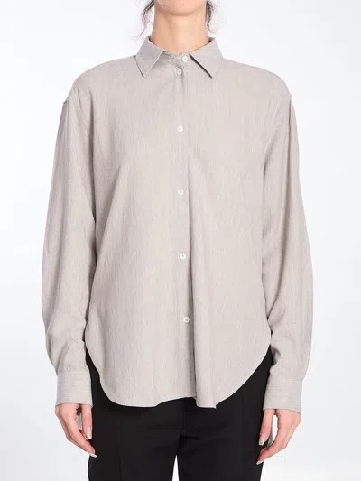 Totême Toteme Women Fluid Grey Mélange Shirt In Gray