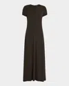Totême Black Fluid Jersey Long Dress In Brown