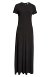 Totême Short-sleeve Gathered Maxi Dress In Black