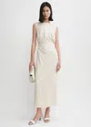 Totême Crinkle Slouch Waist Dress In Pearl