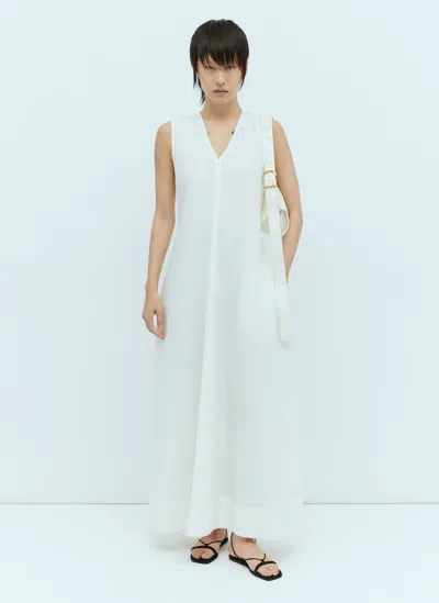 Totême Fluid V Neck Maxi Dress In White