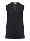 Totême Linen Blend V-necked Top In Black