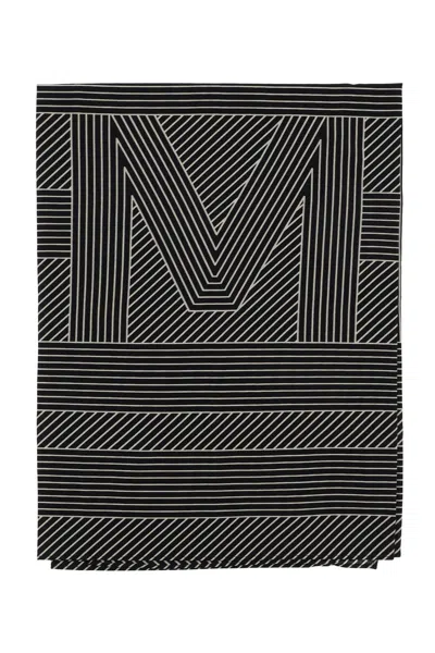 Totême Foulard Striped Monogram In Seta In Black