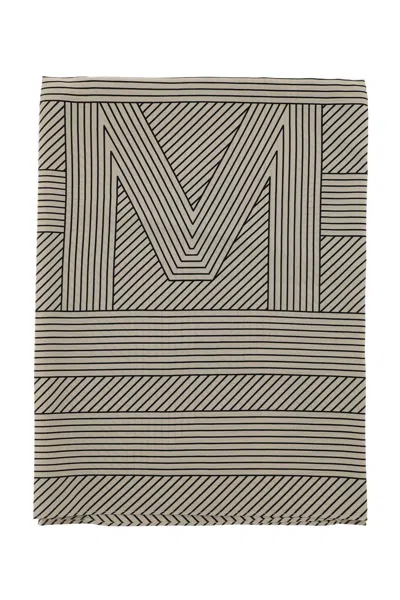 Totême Foulard Striped Monogram In Seta In Brown
