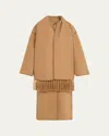 Totême Toteme Embroidered Scarf Wool Blend Coat In Medium Brown