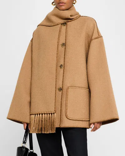 TOTÊME FRINGE EMBROIDERED SCARF WOOL JACKET