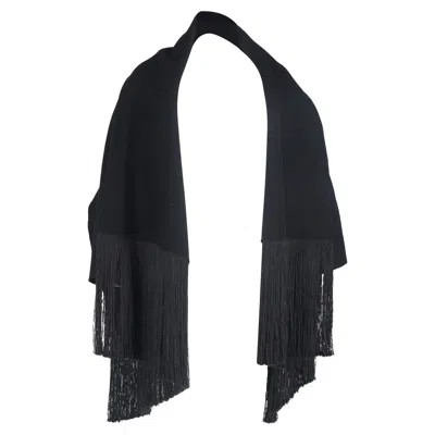 Totême Fringed Scarf Jacket In Black Wool