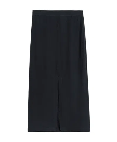 Totême Front Forked Satin Medium Length Skirt In Black