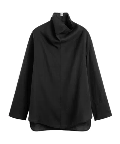 Totême Funnel-neck Organza Blouse In Black