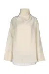 Totême Toteme Women Funnel-neck Organza Blouse In Ecru