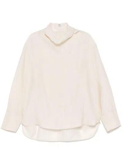 Totême Funnel-neck Organza Blouse In White