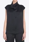 Totême Black Collared Sleeveless Top In Black