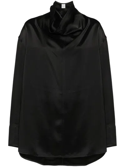 TOTÊME FUNNEL-NECK SATIN BLOUSE