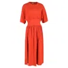 Totême Gathered Jersey Midi Dress In Red Cotton In Red