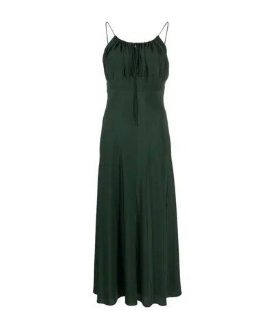 TOTÊME GATHERED SILK MIDI DRESS